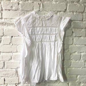 LOVE SAM ~ White Eyelet Lace Sleeveless shirt - Extra Small